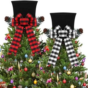 plaid top hat tree topper