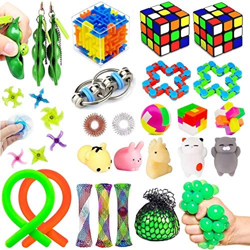  75 pcs Fidget Toys Kids Pack - Pinata Stuffers, Party Favors,  Classroom Stress Relief Prizes - Treasure Chest Goodie Bag Rewards with Pop  its for Autistic ADHD - Autism Bulk Fidgets