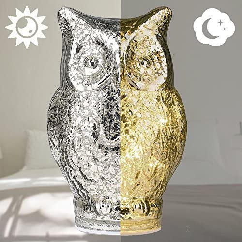 mercury glass owl lamp