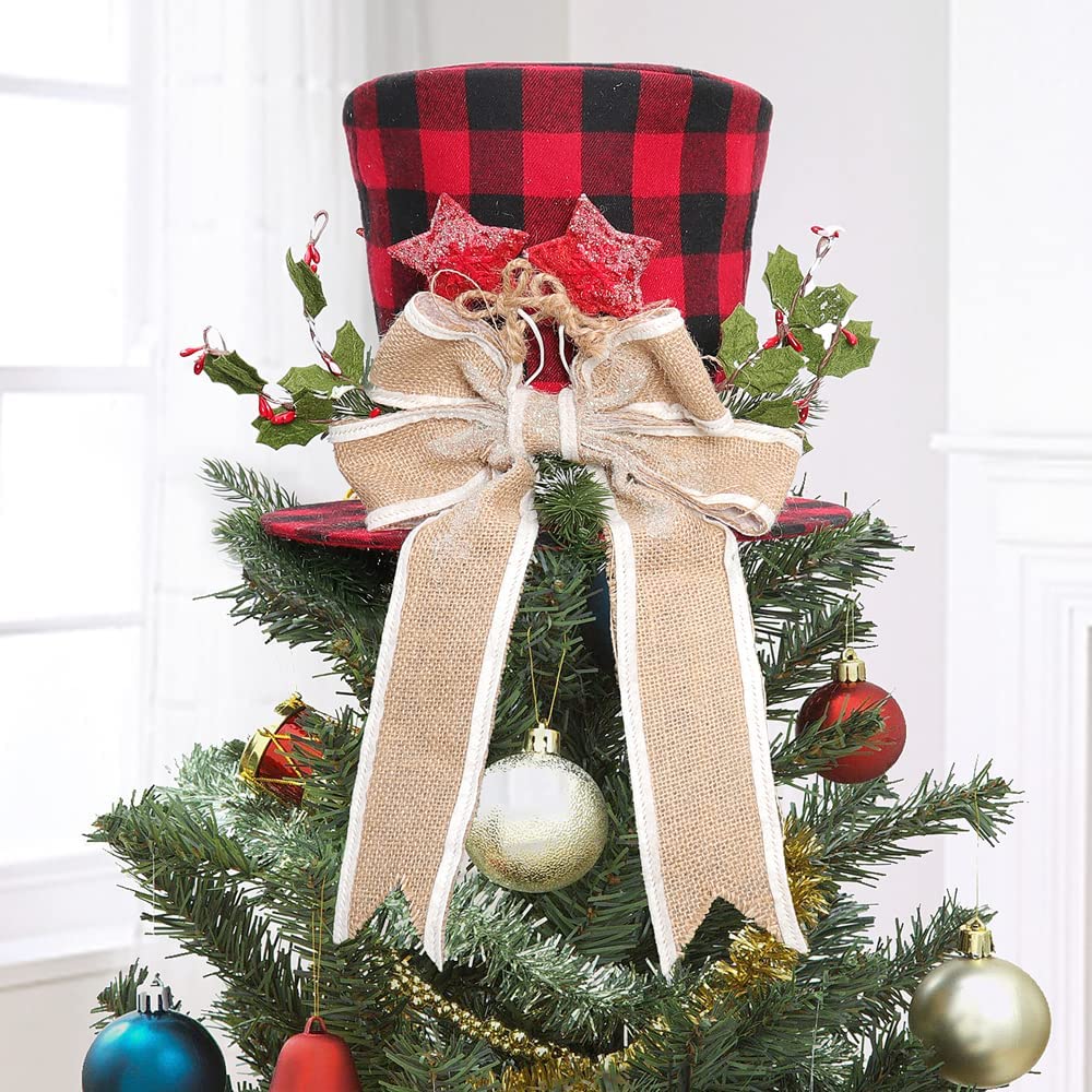 plaid top hat tree topper