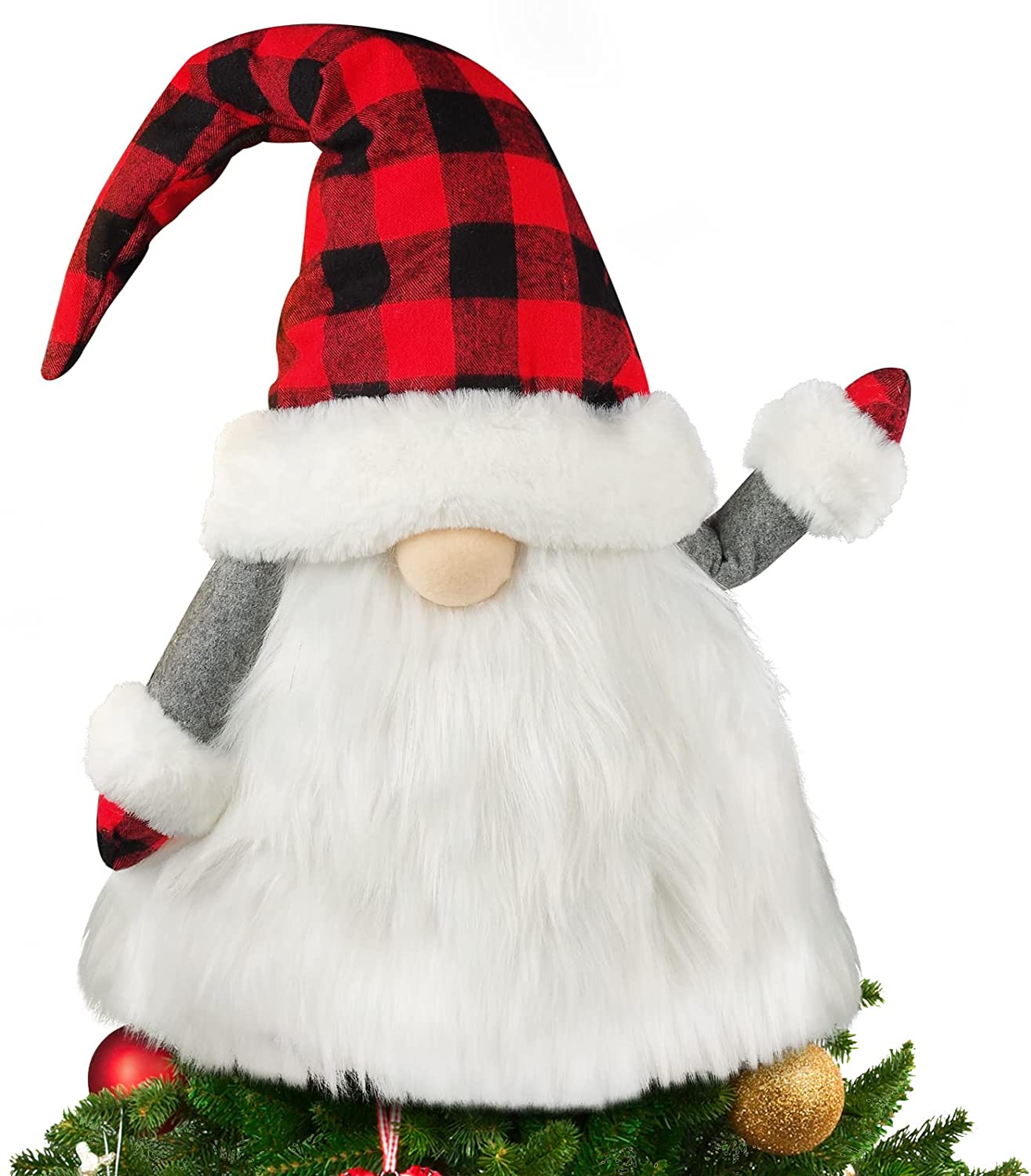 plaid santa tree topper