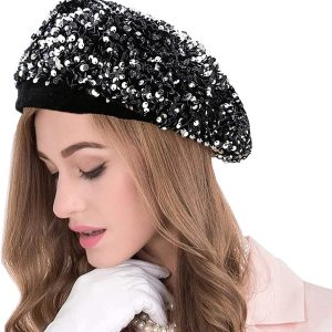 silver sequin beret