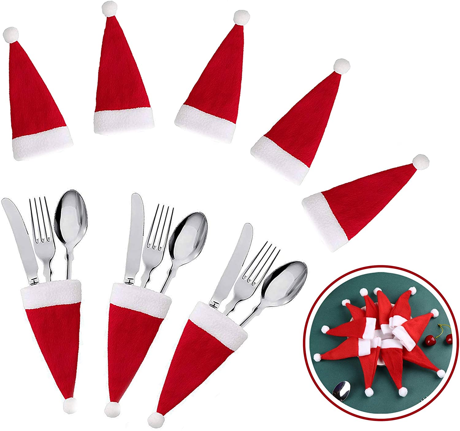 santa hat silverware holder