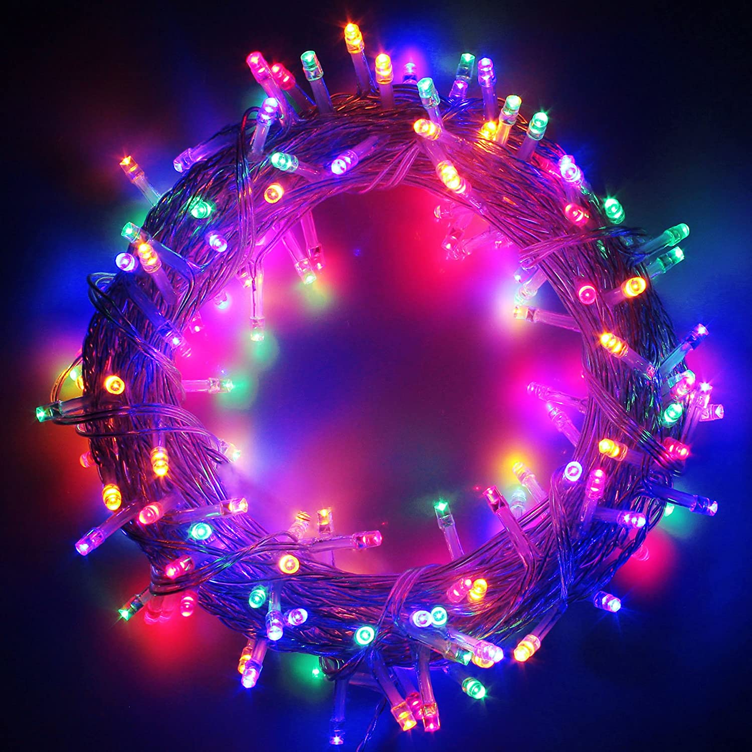 multi coloured christmas lights with pink