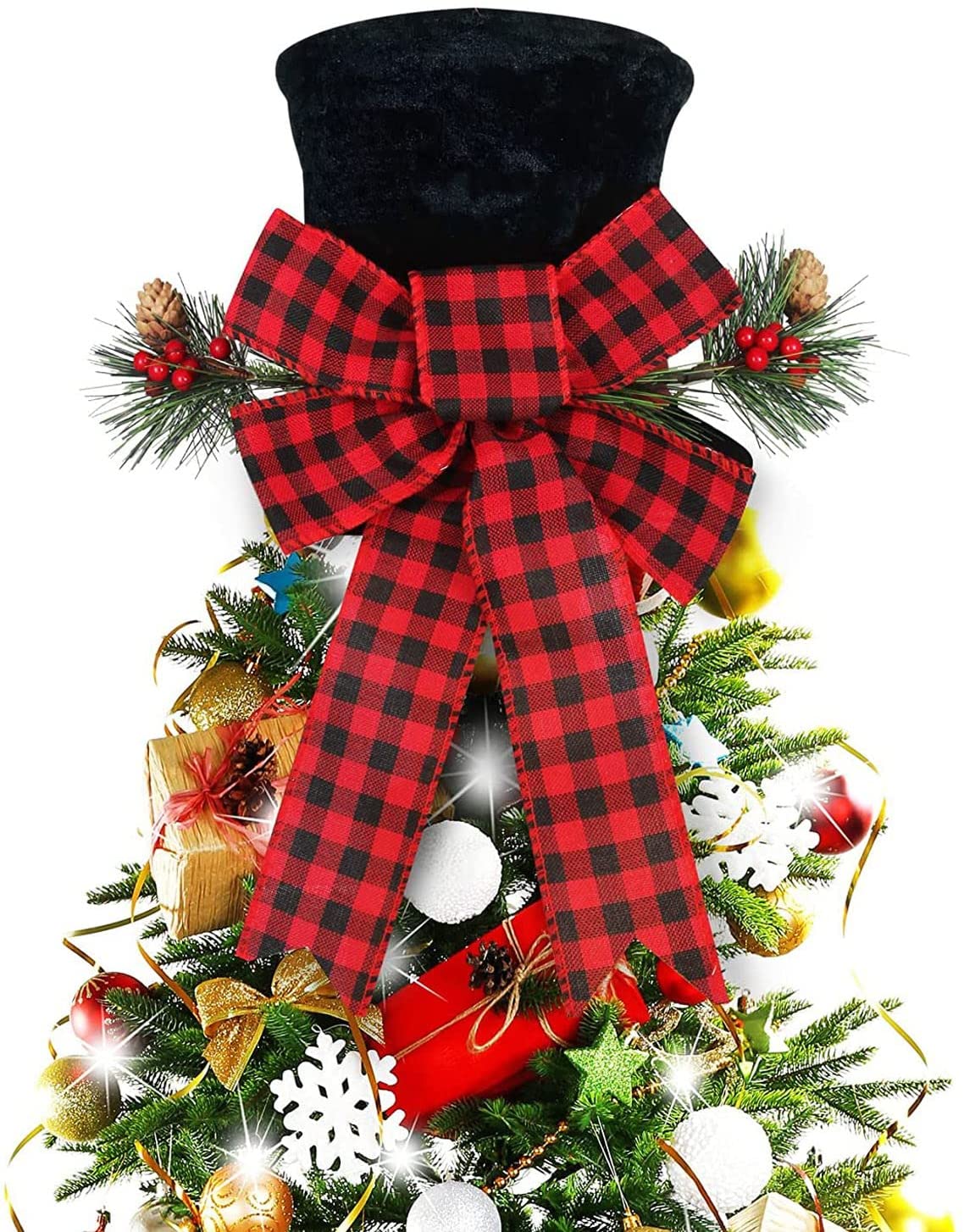 buffalo plaid tree topper hat