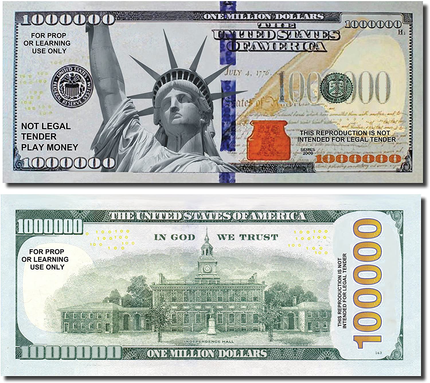 jumbo million dollars 25 bills of best real looking play money jumbo size real rich full color the 1 play money for education props gifts fun homefurniturelife online store