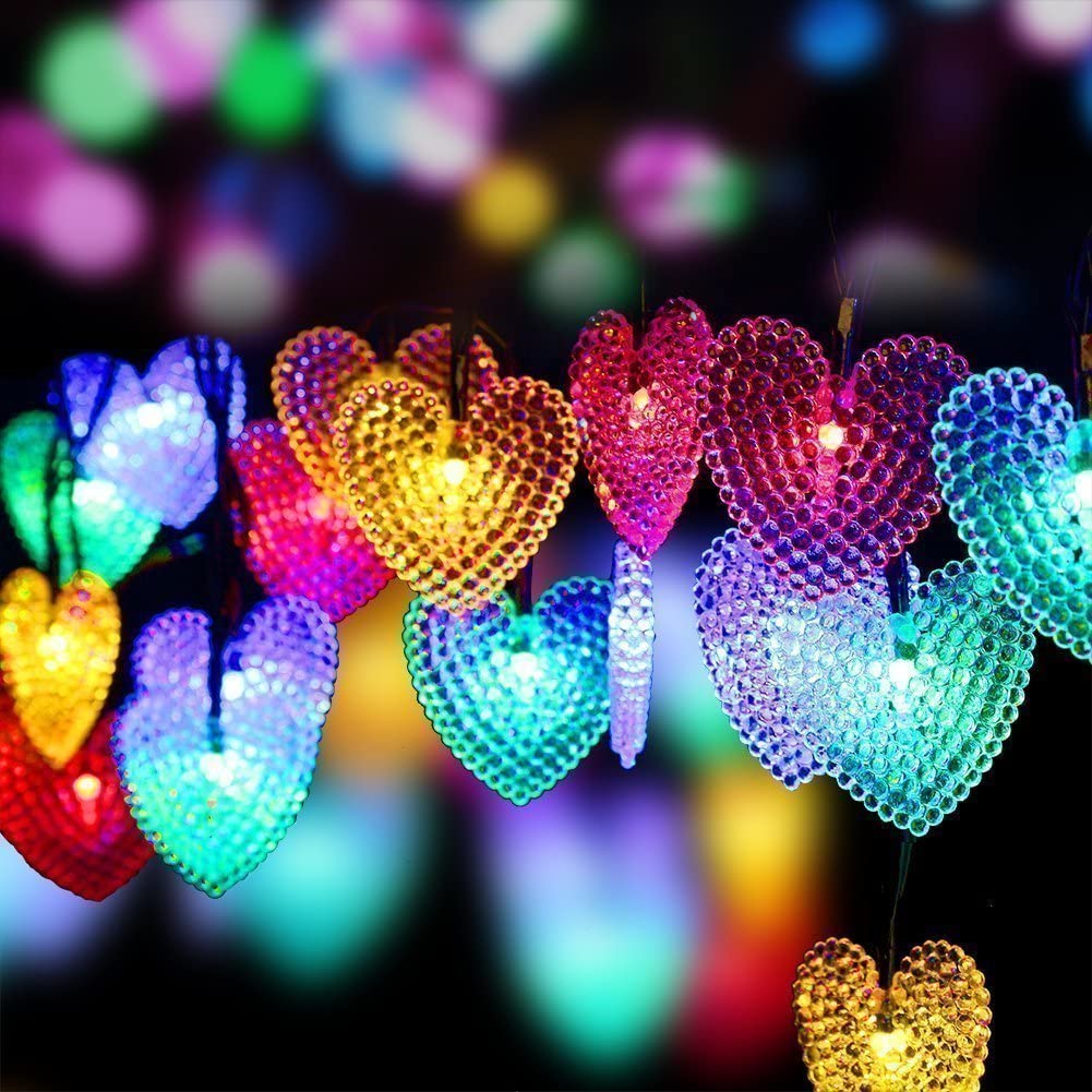 heart solar string lights