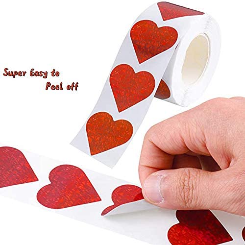 500Pcs Glitter Heart Stickers for Envelopes Valentine'S Day Sparkling Heart  Stic
