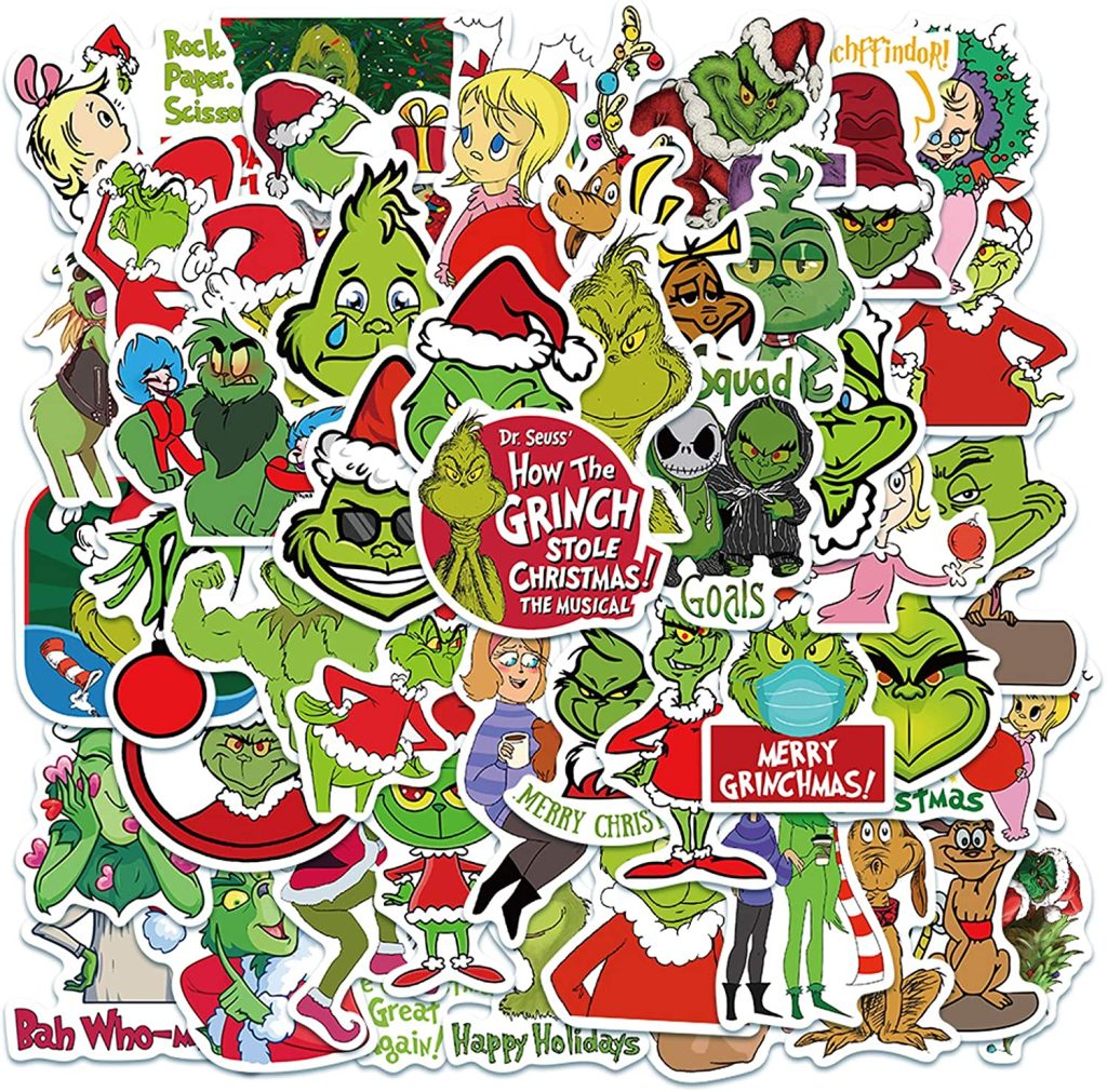 Grinch Christmas Stickers| 50 PCS | Vinyl Waterproof Stickers for ...