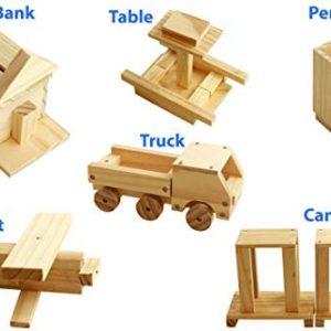 Kraftic Woodworking Building Kit for Kids and Adults, with 6 Educational  Arts and Crafts DIY Carpentry Construction Wood Model Kit Toy Projects for