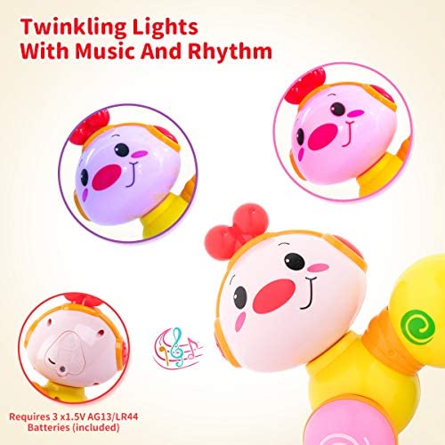 Baby Toys 6 to 12 Months Crawling Baby Musical Toys, Press and Go Musical  Worm Toy with Light Up Face Caterpillar Educational Toddler Baby Toys 6 7 8