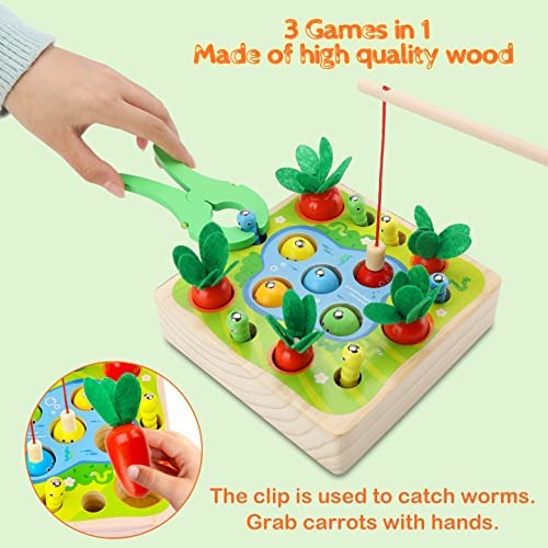 Celarlo Wooden Magnetic Fishing Game, Carrot Harvest Catching Worm Toy,  Toddler Fine Motor Skills Toys, Montessori Preschool Learning 3 in 1 Fishing  Sorting Toys Gift for Children Kids – Homefurniturelife Online Store