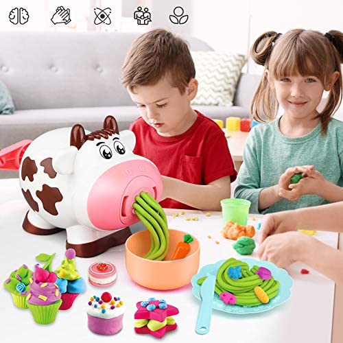 Playdough Sets Play Dough Tools, 28pcs Kitchen Creations Noodle Playset and Ice Cream Maker Machine Play Dough Kit for Toddlers,3 4 6 8 Years Old