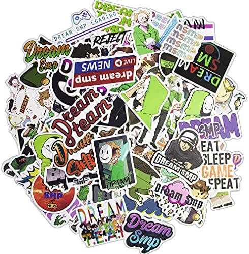 dream smp stickers pack 100pcs dream team dsmp stickers vinyl waterproof stickers for water bottle laptop skateboard scrapbook car cute cartoon stickers for teens adults homefurniturelife online store