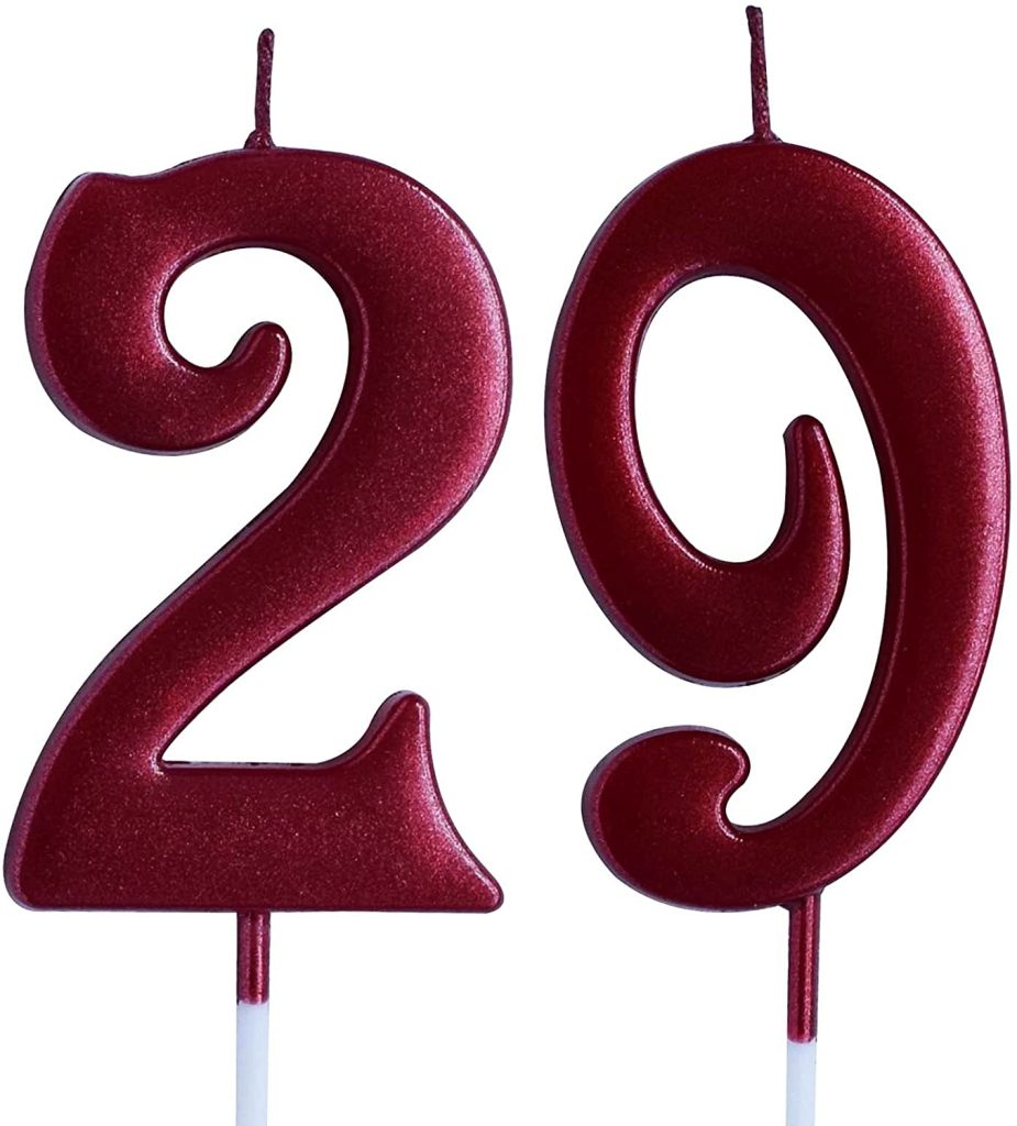 Red 29th Birthday Candle, Number 29 Years Old Candles Cake Topper ...