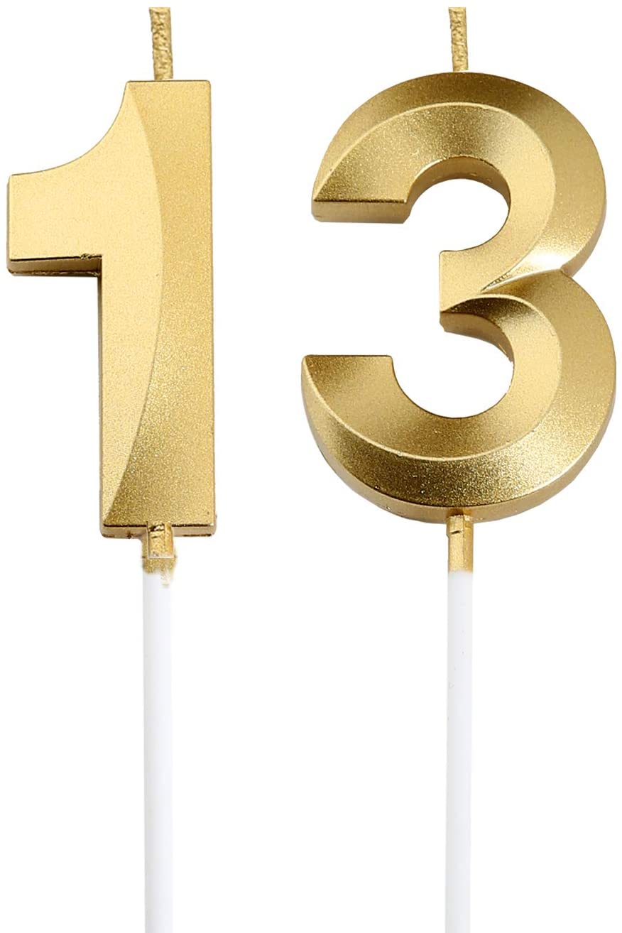 13th Birthday Candles,Gold Number 13 Cake Topper for Birthday ...