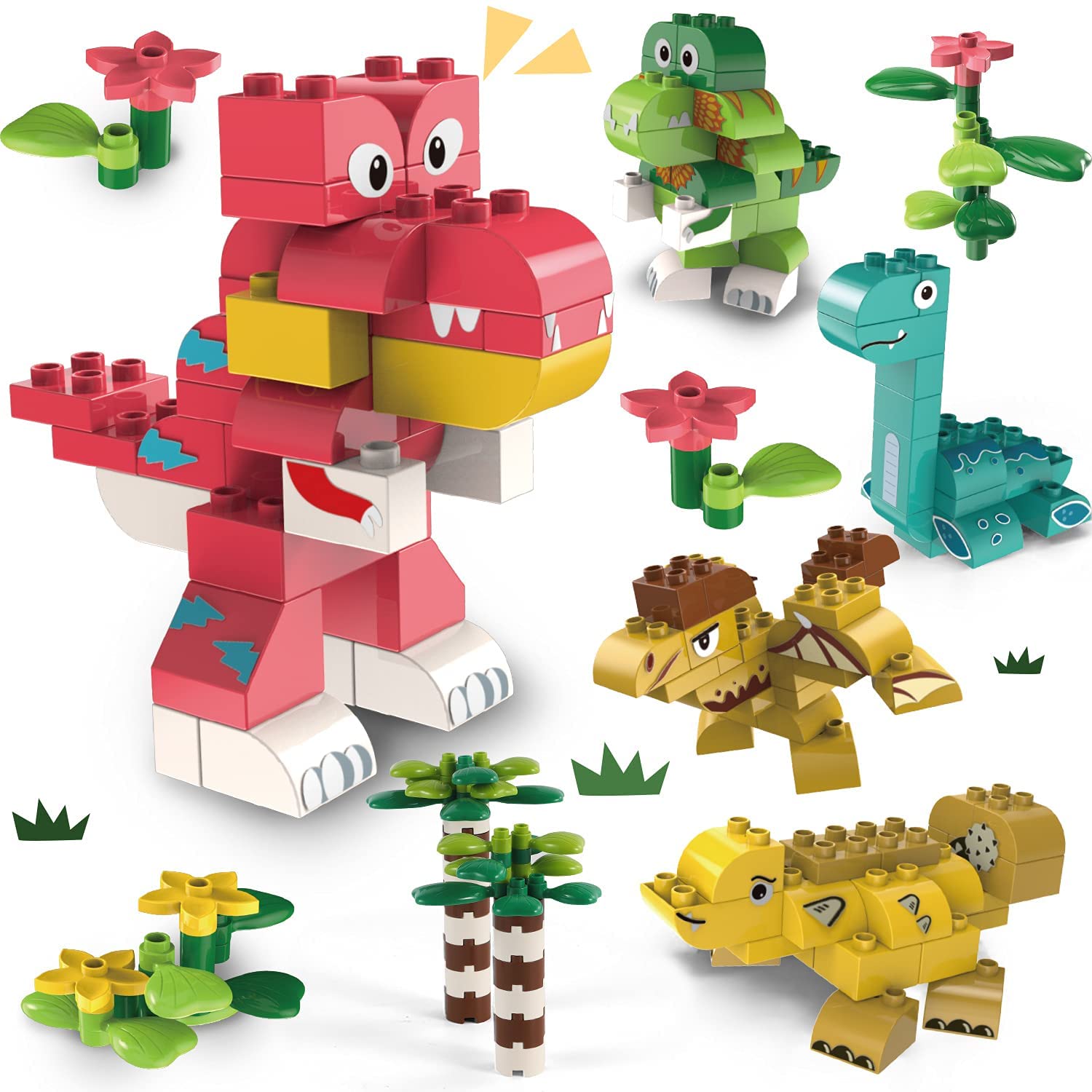 mega dinosaur assembling building blocks set