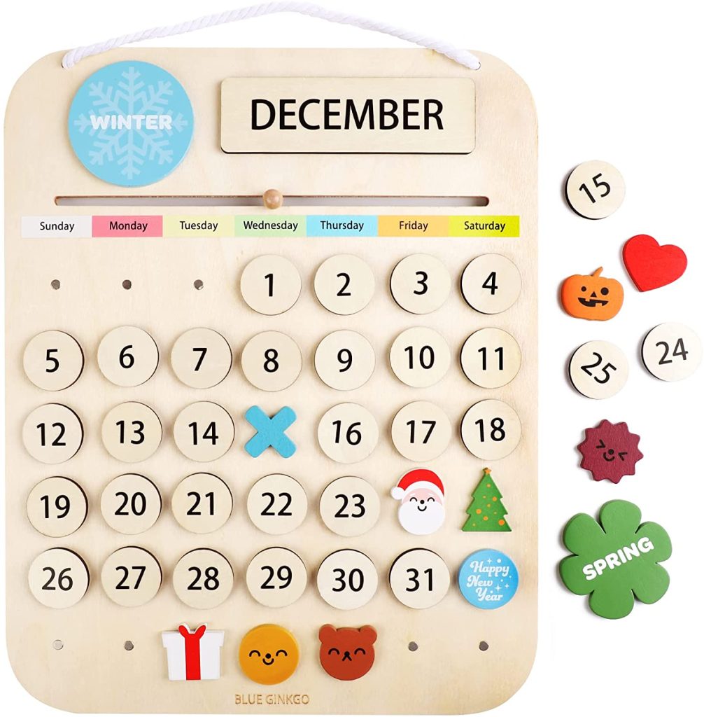 (packaging may vary) Wooden Kids Calendar – Montessori Calendar for ...