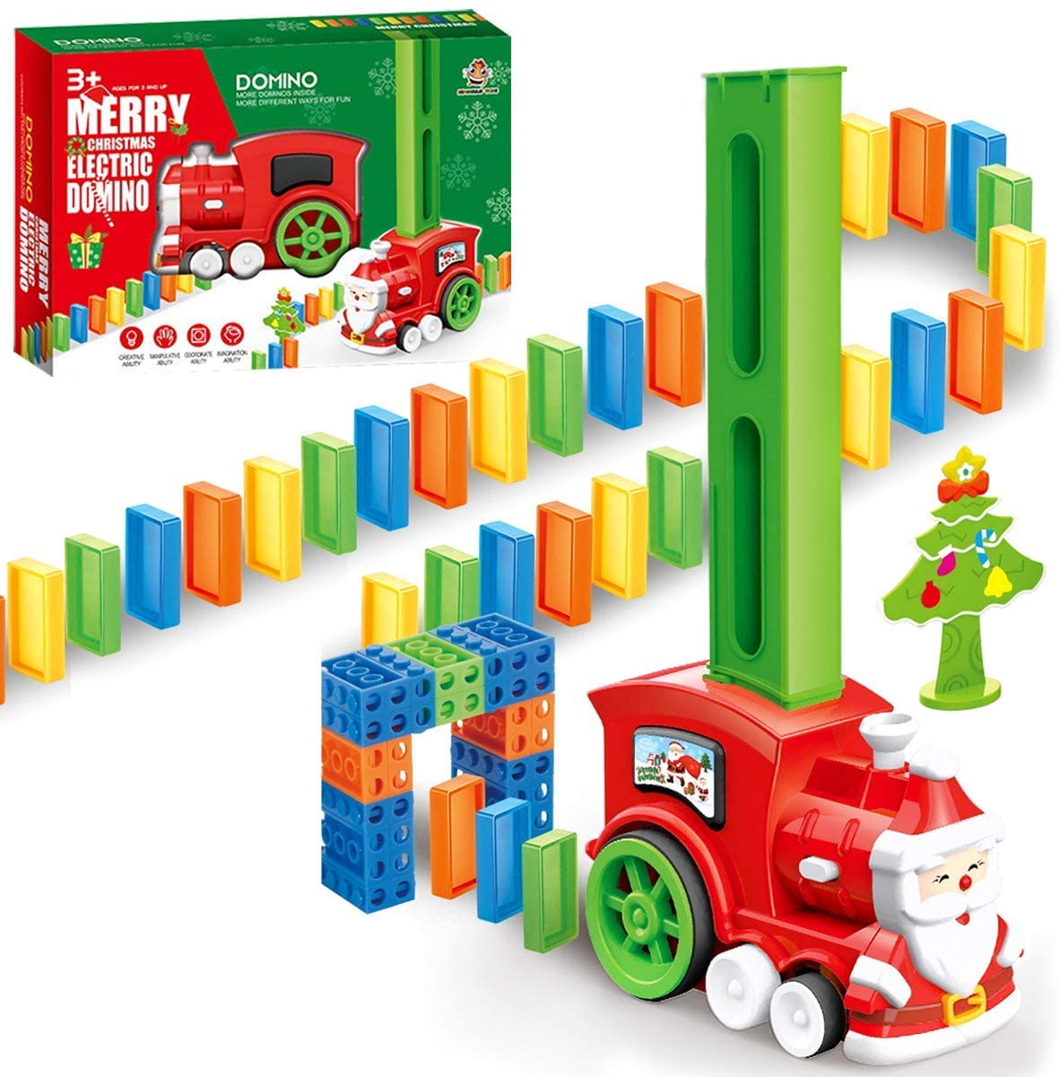 domino train blocks set building and stacking toy