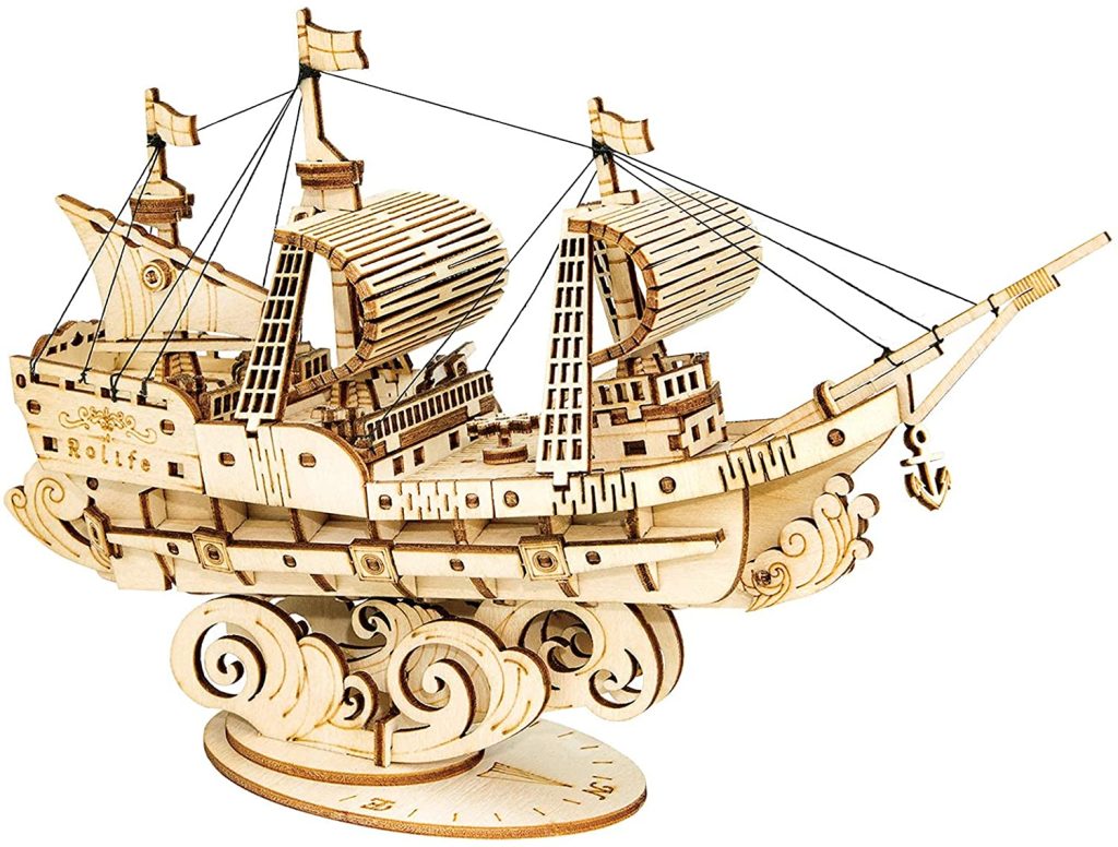 Rolife 3D Wooden Puzzle Wood Ship Model Gift for Kids Adults(Sailing ...