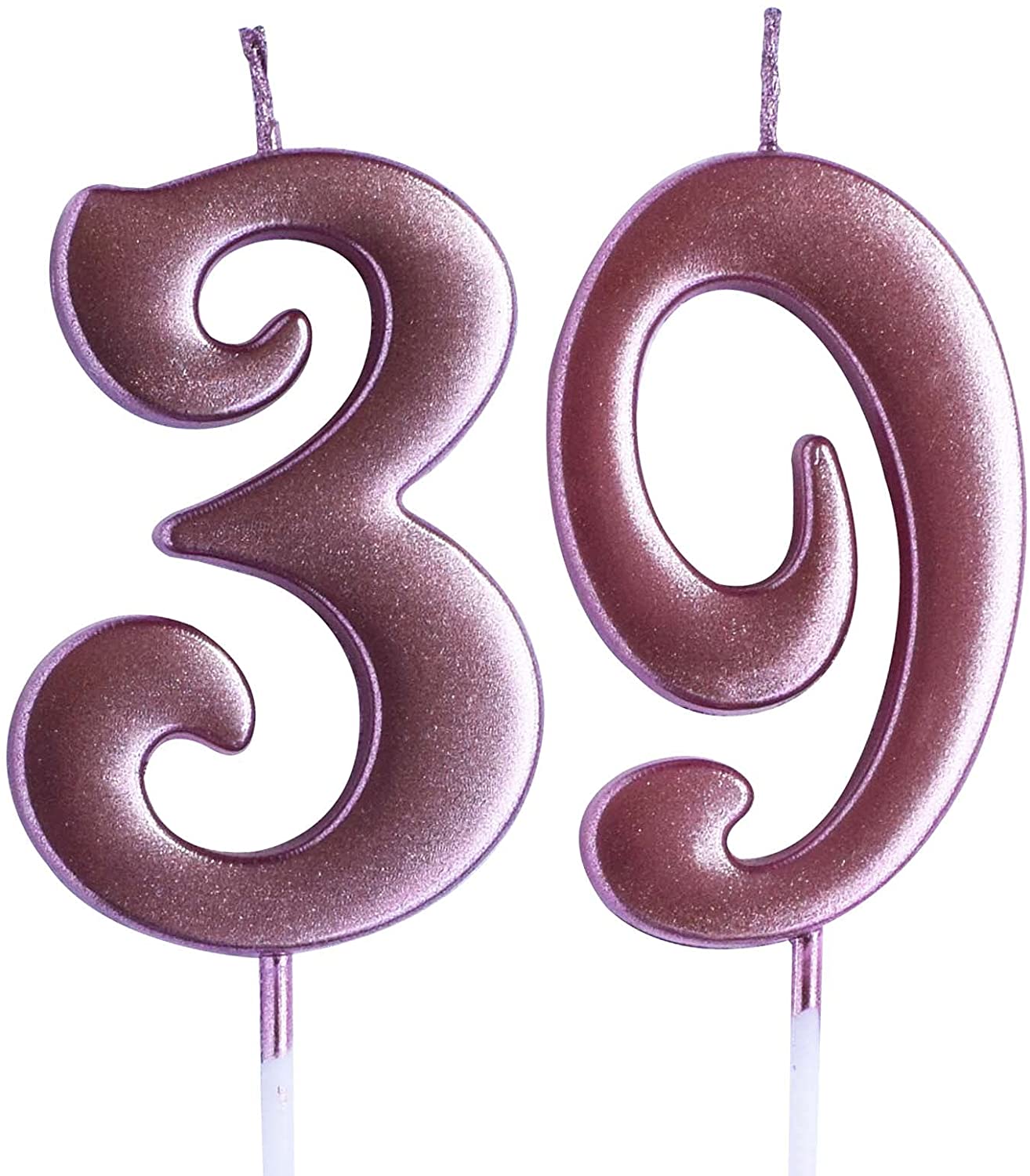 Rose 39th Birthday Candle, Number 39 Years Old Candles Cake Topper ...