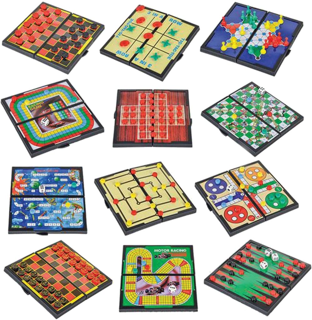 Gamie Small Magnetic Board Travel Game Set – Includes 12 Retro Fun ...