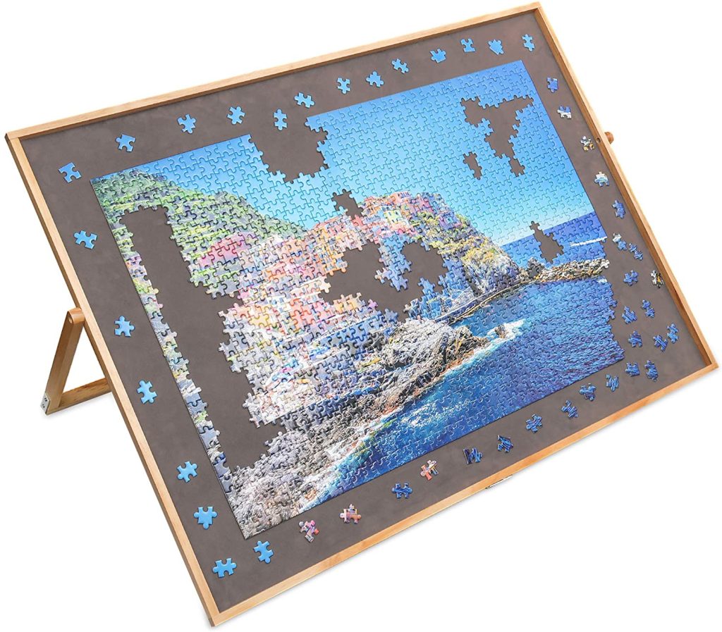 Lavievert Adjustable Wooden Puzzle Board Easel, Portable Tilting Puzzle