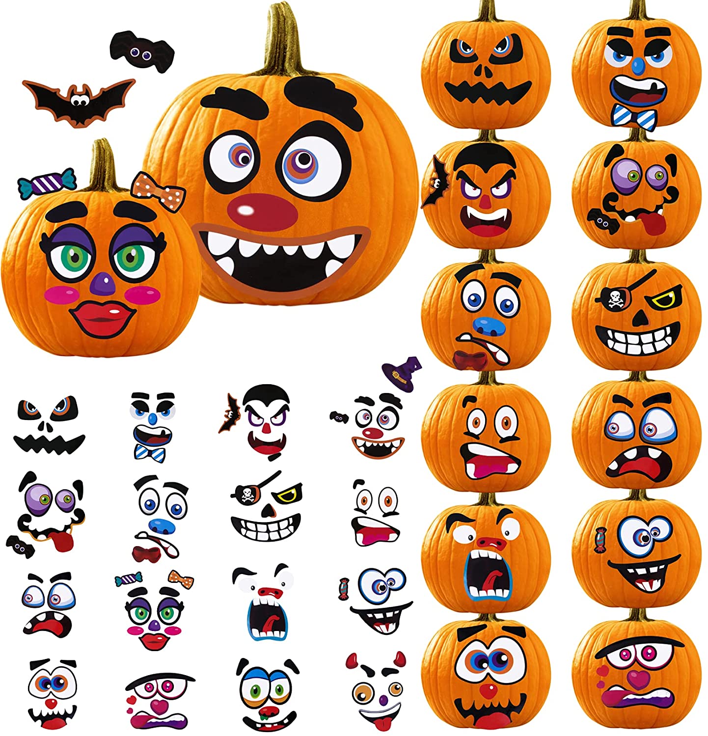 Halloween Pumpkin Decorating Kit Activities Stickers for Kids, 16