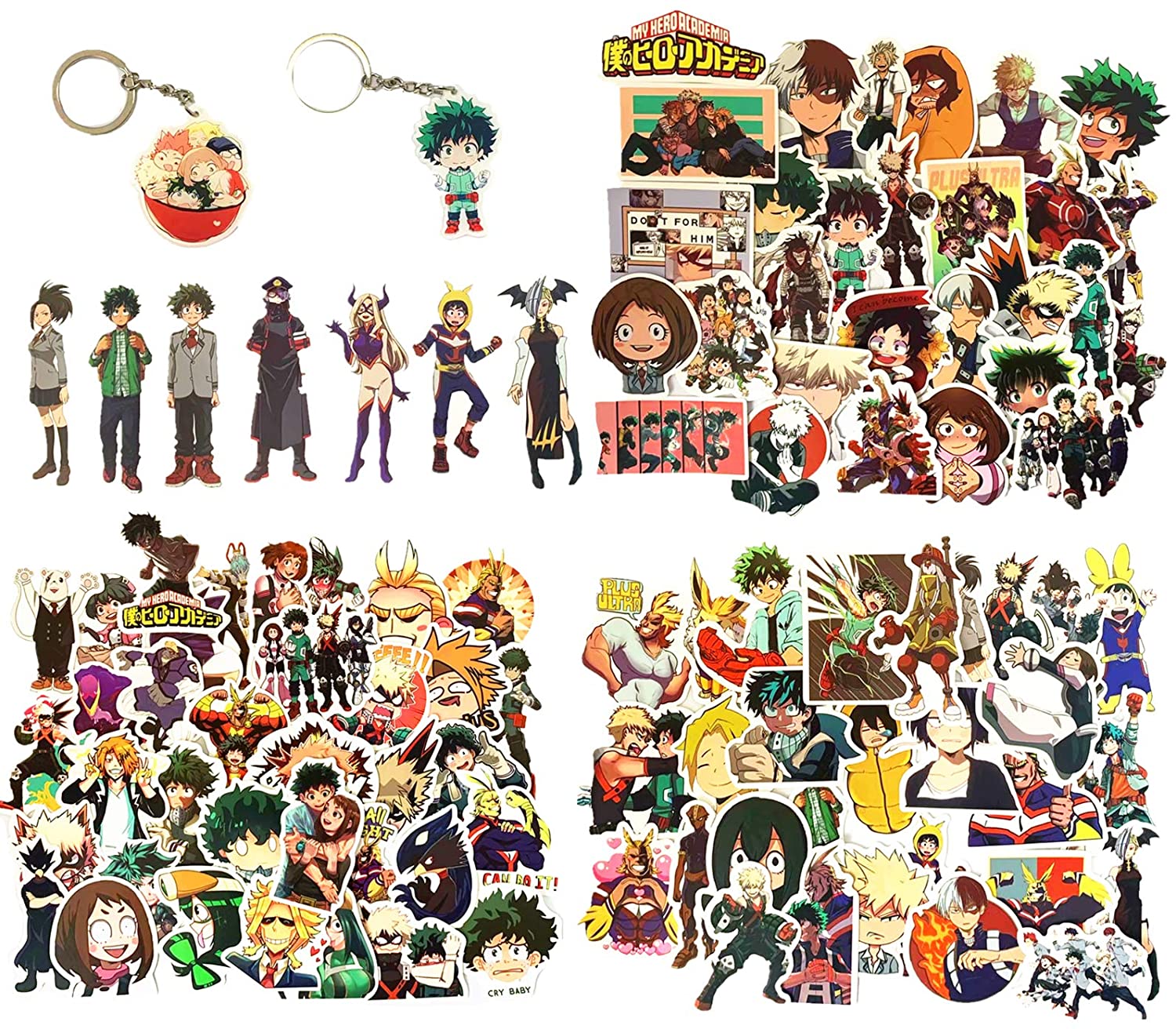 100pcs my hero academia stickers and 2pcs my hero academia keychains my hero academia anime stickers for water bottle pc ps4 xbox laptop pc luggage my hero academia homefurniturelife online store