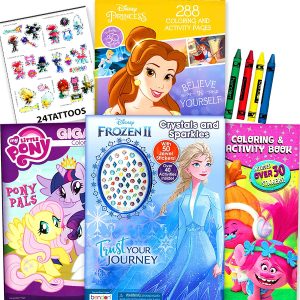 Disney MLP Coloring Book Super Set for Girls -- 3 Giant Coloring Books  Featuring Disney Princess, Frozen and My Little Pony (Includes Disney  Princess Stickers) 