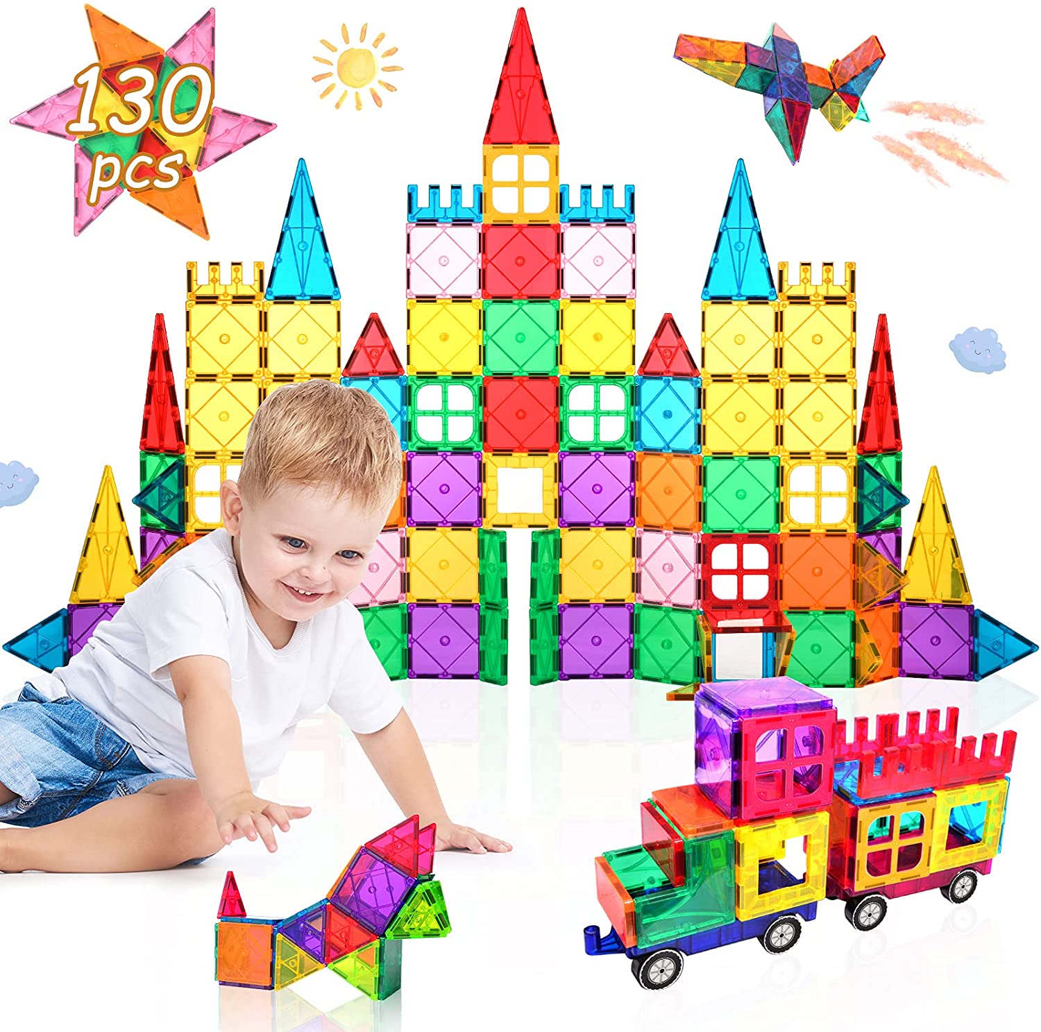 Magnetic Blocks Basic Set (50 Pieces), STEM Toys For 3 4 5 6 7 Year Old  Girls Boys, Magnetic Tiles, Educational Magnet Toys For Toddlers 3-5, 4-8,  Building Blocks For Kids Ages 3+ Gift