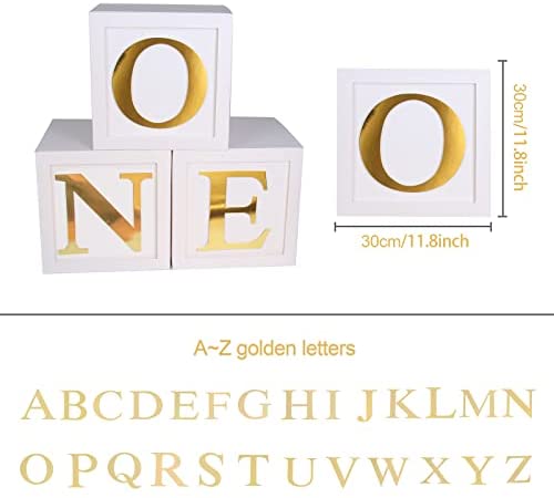 Gold One 1st Birthday Block Letter Sign 14in x 8in