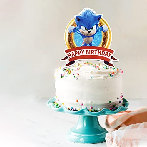 33 Pcs Sonic Cake Topper and Cupcake Toppers Set,Sonic Themed