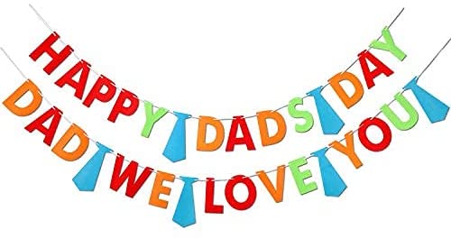 Zonon 2 Pieces Fathers Day Bunting Banner Happy Daddys Day Backdrop 