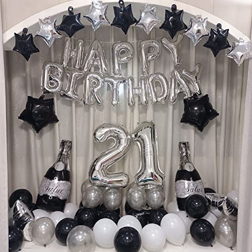 Disco Birthday Party Decorations for Adults - Black Silver Balloon