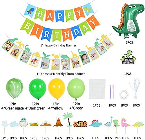 60PCS Dinosaur 1st Birthday Party Supplies Kit with Happy Birthday ...