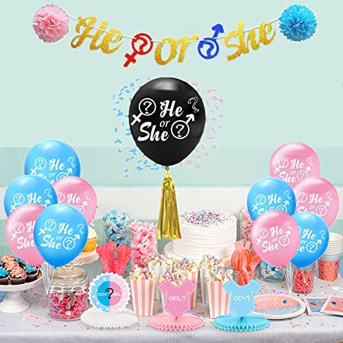 Gender Reveal Decorations Gender Reveal Party Supplies He Or She Baby Shower Banner Reveal Balloon Table Honeycomb Centerpieces For Baby Shower Pregnancy Announcements Gender Reveal Party Decorations Homefurniturelife Online Store