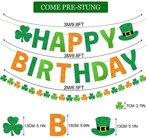 Happy Birthday St Patricks Day Banner Gold Glitter St. Patrick's Day  Birthday Party Decorations St P…See more Happy Birthday St Patricks Day  Banner