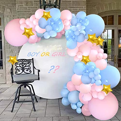 142pcs Blue Pink Balloons Garland Arch Kit Chessboard Foil for