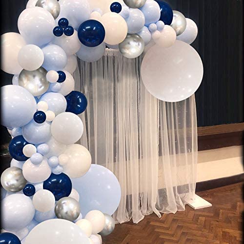 Blue Silver White Balloon Garland Kit, 94 Pack Navy Indonesia