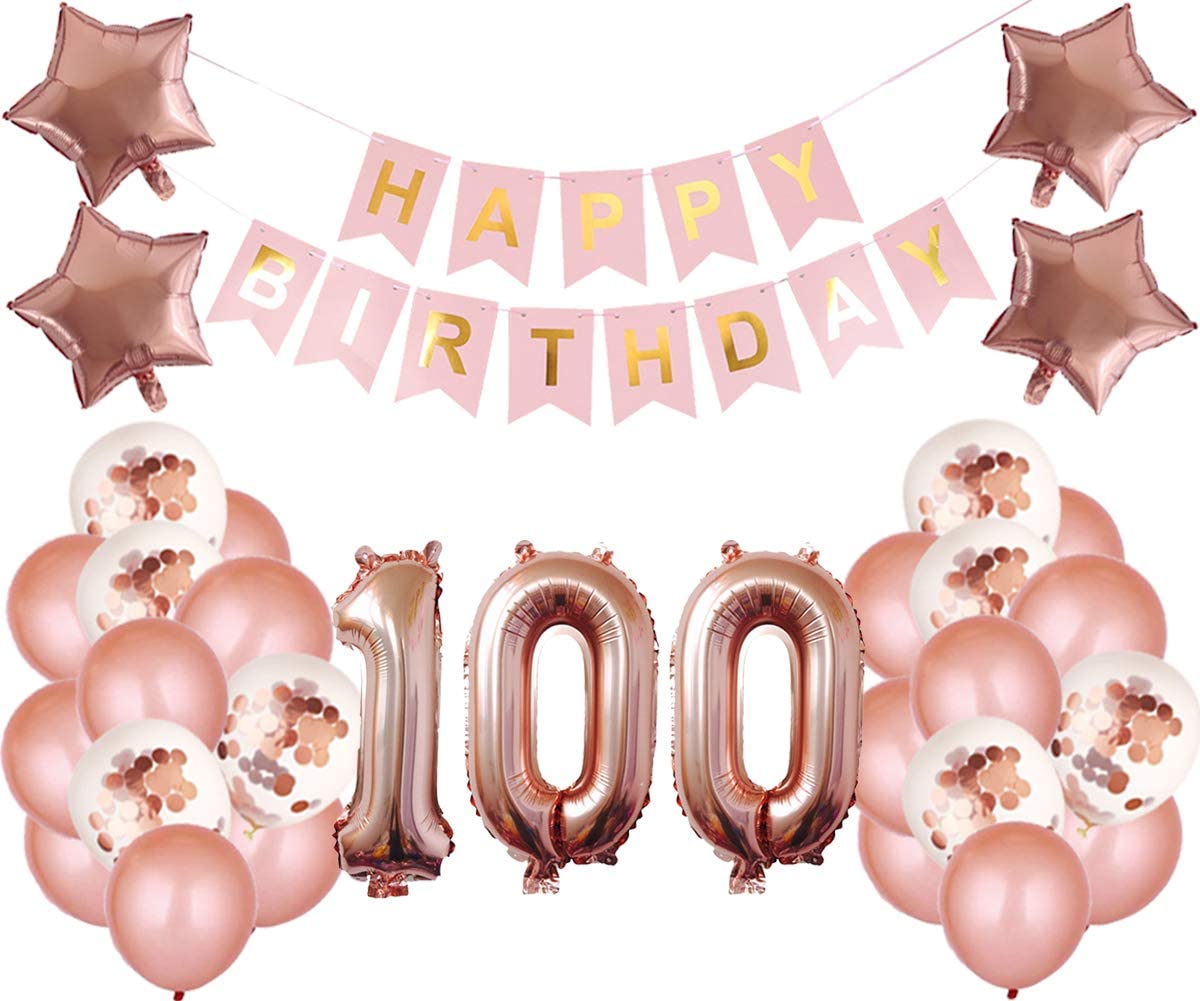 Happy Birthday Balloons Under 100 100Th Birthday Party Decorations Kit Happy Birthday Banner With Number 100  Birthday Balloons For Birthday Party Supplies 100Th Rose Gold Birthday  Party Pack – Homefurniturelife Online Store