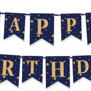 palemee blue happy birthday banner signs golden sparkle funny birthday party supplies happy birthday decorations for kids boy men swallowtail flag happy birthday banner for birthday party blue homefurniturelife online store