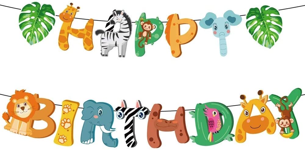 Happy Birthday Banner Animal Theme Kristin Paradise Safari Animals Happy Birthday Banner, Jungle Party Sign,  Wild Birthday Decorations, Tribal Boy Girl Theme Supplies, Bday Kids 1St  First Decor – Homefurniturelife Online Store