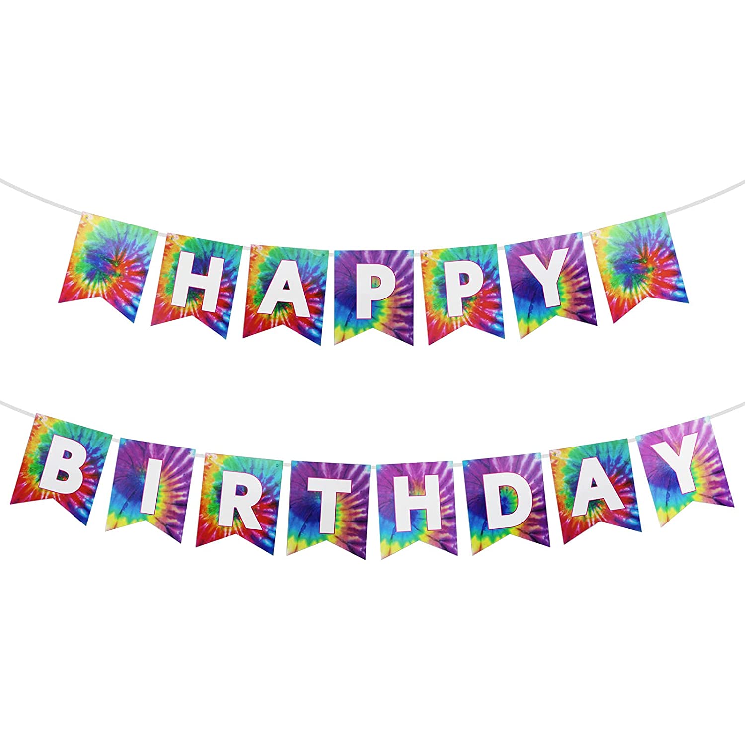 Septo Happy Birthday Tie Dye Banner – Tie Dye Party Supplies – Tie Dye ...