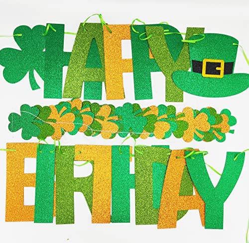 Happy Birthday St Patricks Day Banner Gold Glitter St. Patrick's Day  Birthday Party Decorations St P…See more Happy Birthday St Patricks Day  Banner