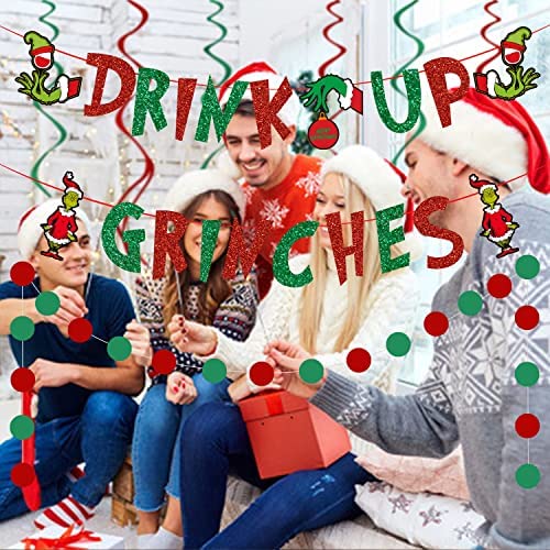 Drink Up Grinches Banner Grinch Sign - Grinch Birthday Party