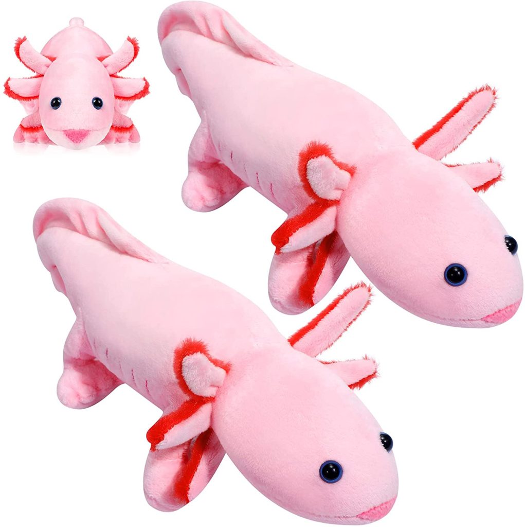 2 Pieces Axolotl Plush Doll Pink Salamander Stuffed Toy 3D Axolotl ...