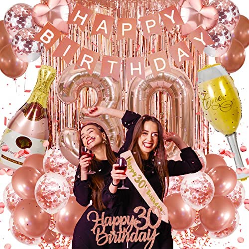 Yuroochii Rose Gold 30th Birthday Party Decoration for Women