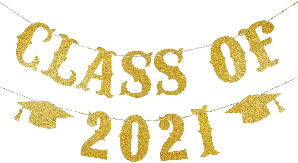 Class Of 2021 Banner Gold Glitter- Graduation Decorations 2021 Gold ...