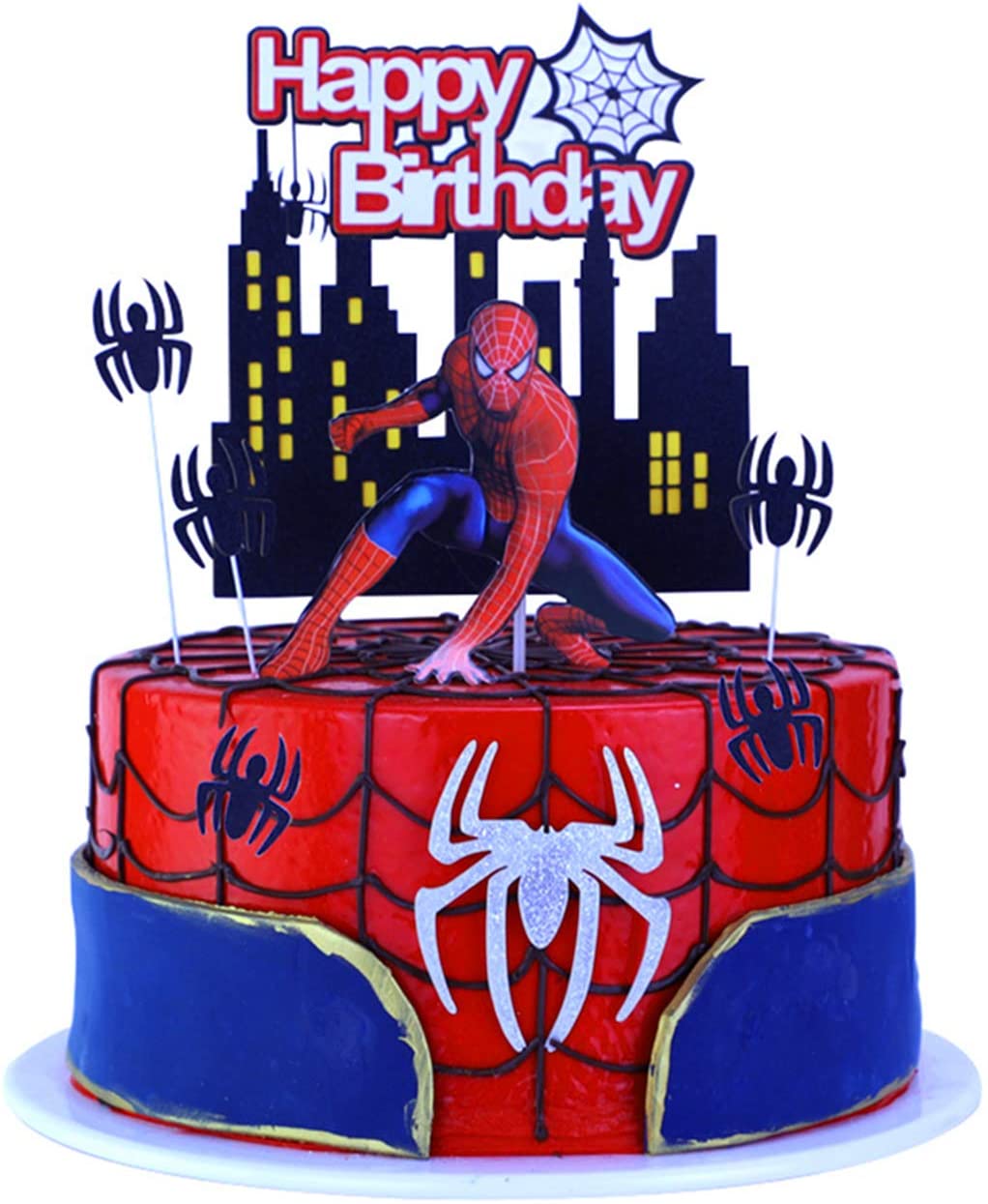 Ekate Spiderman Birthday Cake Toppers Kids Superhero Party Decorations ...